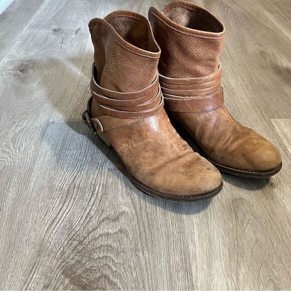 Women's Cuoio Vero Camel Brown Leather Short Boots Booties - Picture 3 of 13